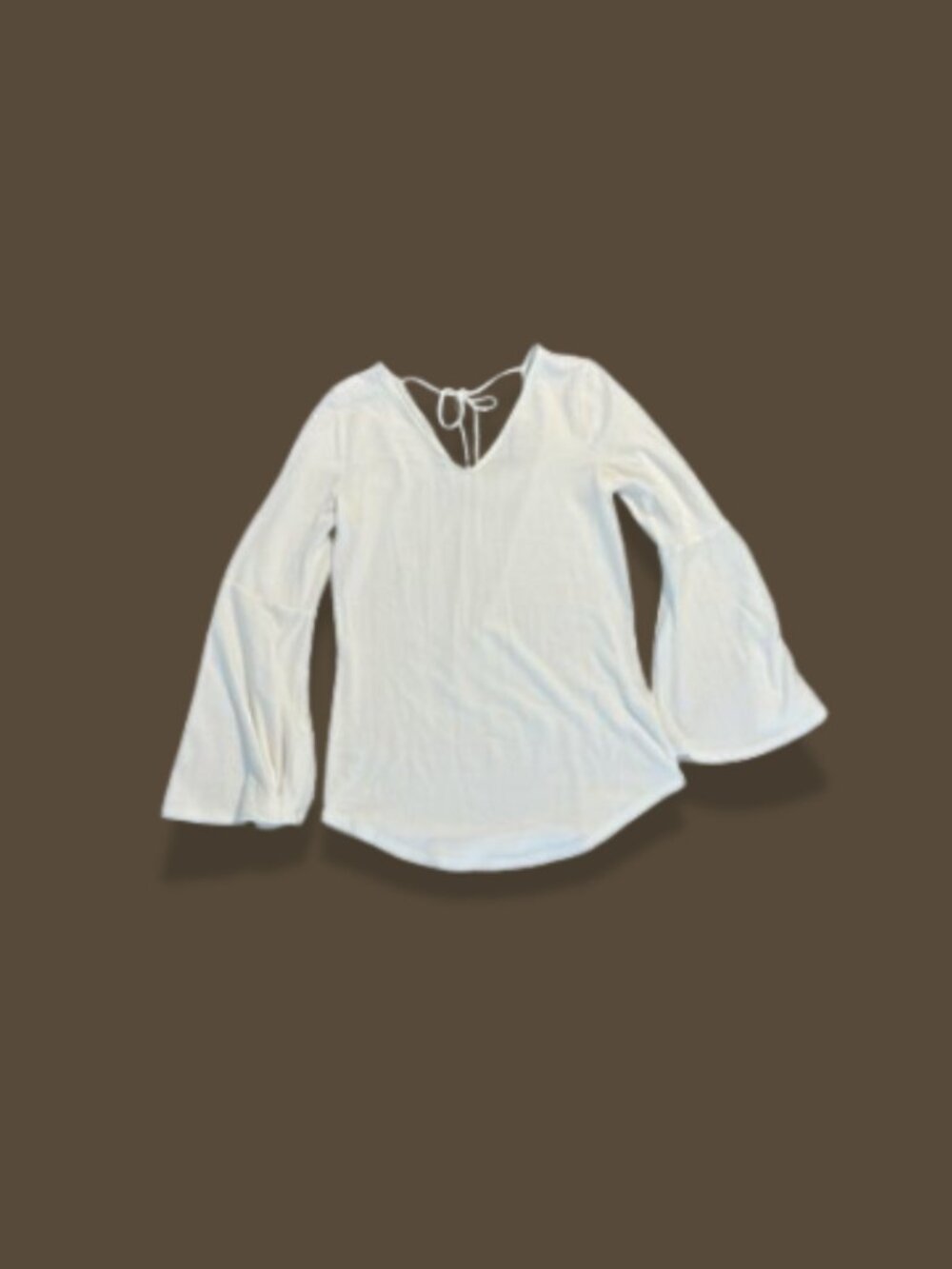 Loft White Bell Sleeve Tie Back Long Sleeve Top Size SP